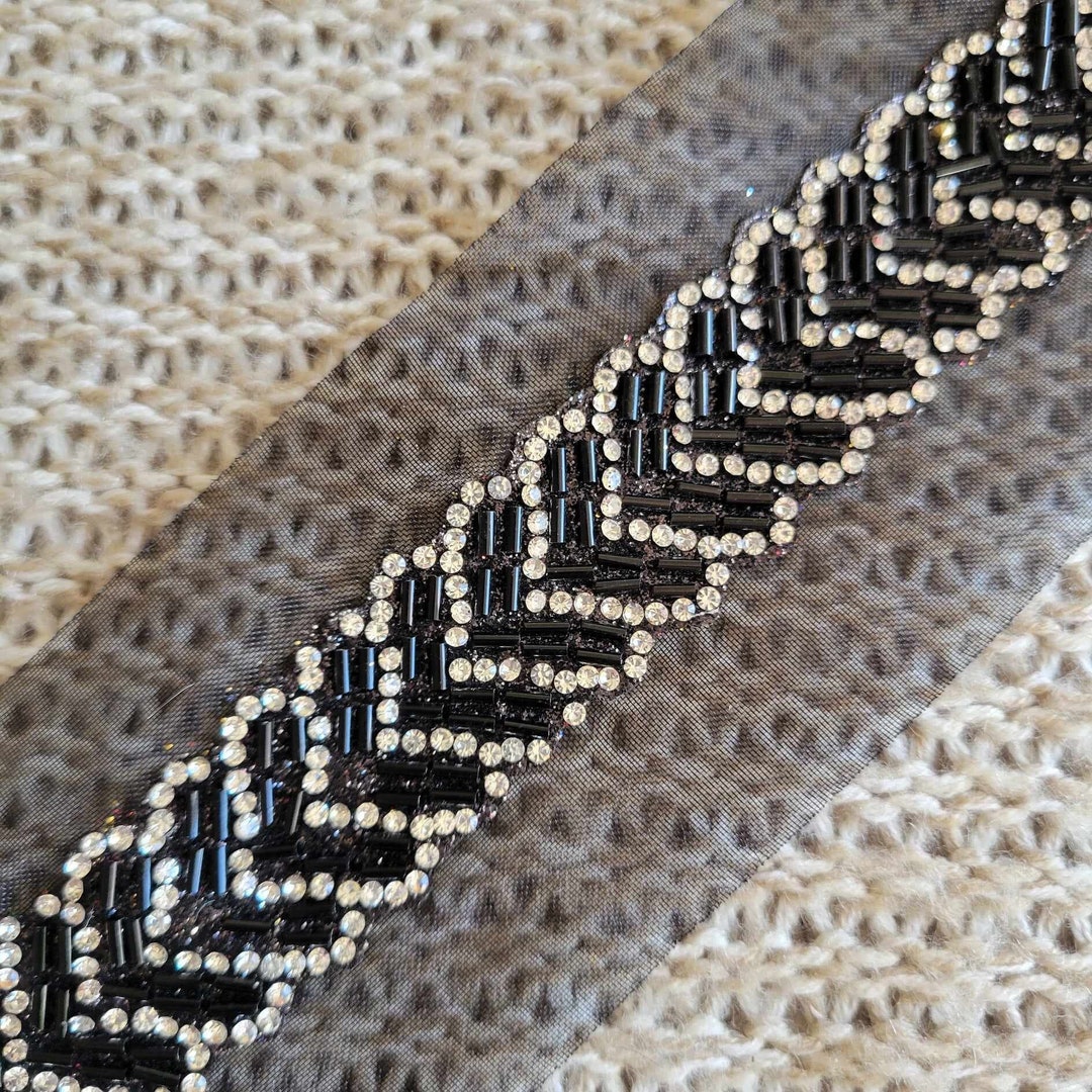 Black and White Chevron Rhinestone Trim Glamourous for Carnival Costume ...