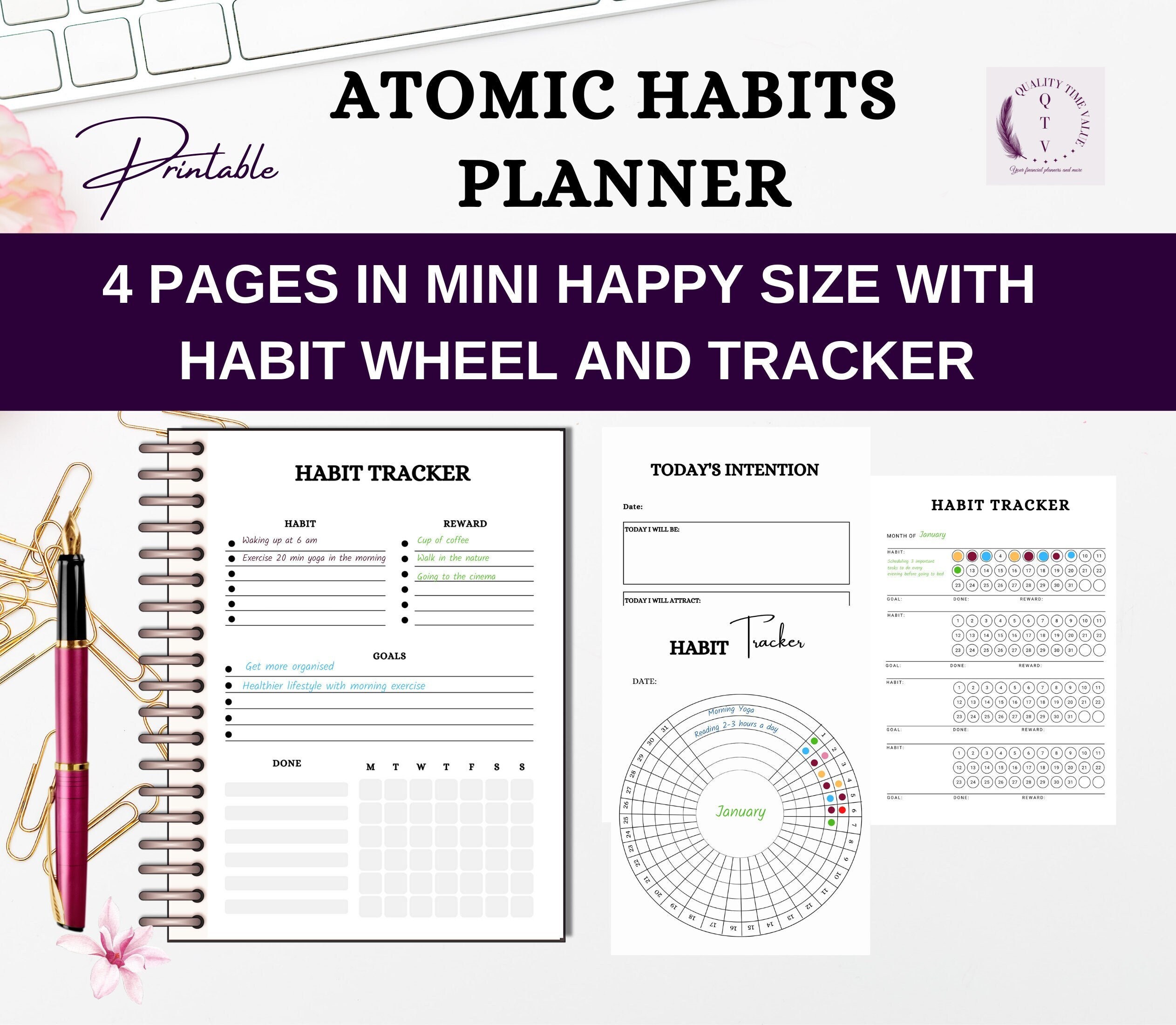 Mini Happy Yearly Atomic Habits Planner Refills Printable Etsy