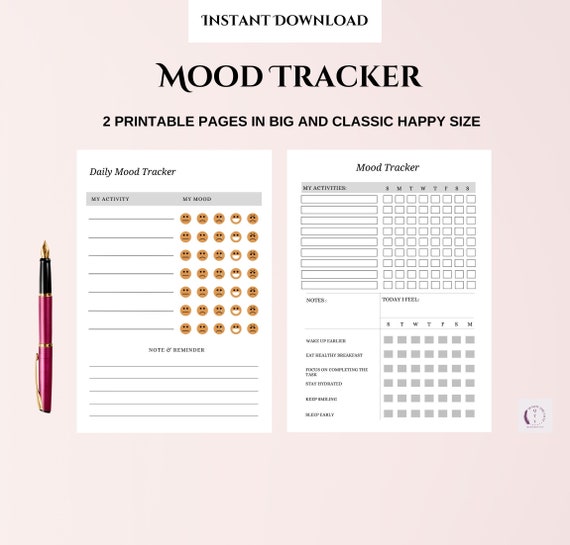Happy Printable Daily Mood Tracker Mood Chart Daily Mood - Etsy