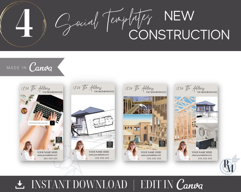 Real Estate New Construction Social Media Templates | Canva Realtor Posts (Digital Download) image 4