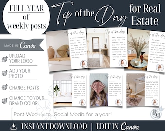 Real Estate Tip of the Day Social Posts, Weekly Engagement (Digital Download)