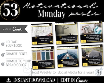 Real Estate Motivational Posts - 53 Weekly Canva Templates (Digital Download)