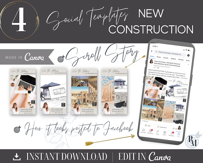 Real Estate New Construction Social Media Templates | Canva Realtor Posts (Digital Download) image 2
