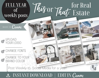 Real Estate This or That Social Posts | Canva Templates (Digital Download)