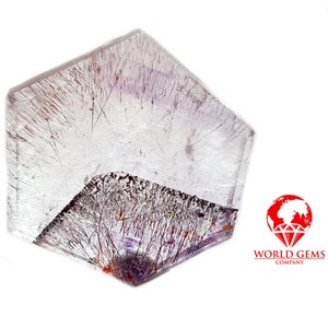 Slice polished on both sides of quartz with a ghost of amethyst and lepidocrosite: for the collection dim 22x20x5mm weight 18.10cts