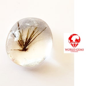 Hedenbergiet Kwarts cabochon uit Madagaskar, uniek voor insluitsels of om een unieke creatie van te maken afm 11x10mm gewicht 4.55ct