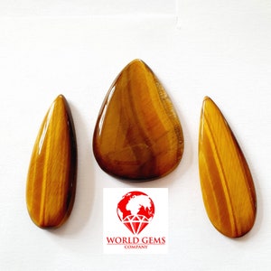 Set van 3 stuks Cabochon peervormige Zuid-Afrikaanse tijgeroog dim 37x27 tot 42 x 15mm gewicht: 86.80cts