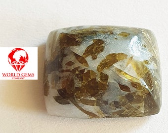 Opale et Epidote poids 17.30cts dim 17X13mm de Madagascar. Pour les gemmologues, les collectionneurs , rare, unique,originale