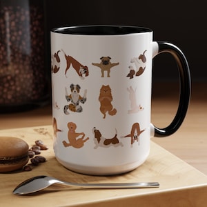 Yami Kawaii Yoga Dog Mug Coffee Mug 5 Colors Tea Mug Dogs in Yoga Positions Dog Owner Gifts Dog Lover Gifts for Her Yoga Gifts Cute Mugs