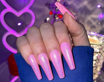 Bubblegum Frosting | Pink Press On Nails | Sparkly Nails | Made To Order