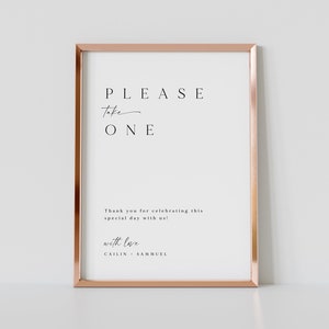 Please Take One Editable Favors Wedding Sign, Printable Favors Table Sign, Minimalist Wedding Signage, Modern Thank You For Coming Sign, DIY