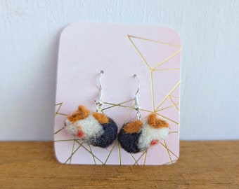 Guinea Pig earrings, handmade needle felted jewellery