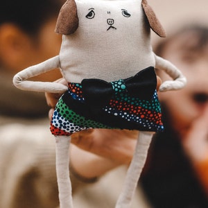 Stuffed animal, stuffed toy, stuffed dog, comical quirky creature, plush doll, decorative plushy, funny dog, textil art doll, linen doll image 2