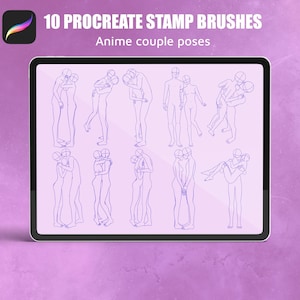 10 Anime Manga Pärchen Posen Procreate Pinsel stempel pack digital download