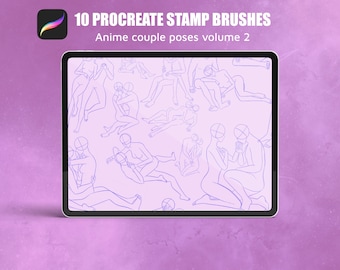 Altre 10 coppie di manga anime posa volume 2! procreate brush stamps pack download digitale