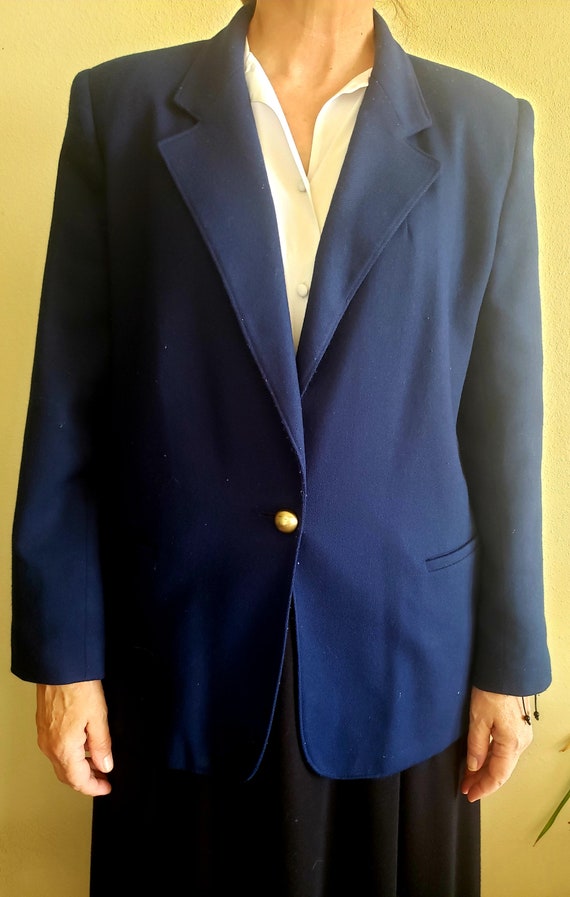 Navy Blue Wool Blazer by Worthington