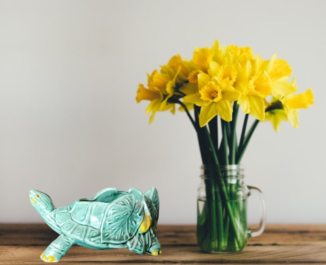 Vintage Green Mccoy Pottery Turtle Planter Etsy
