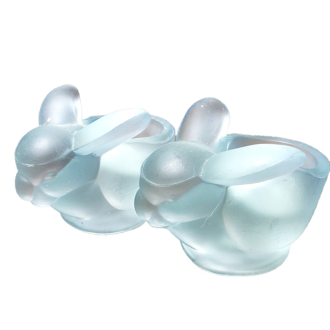 Frosted Glass Rabbit/bunny Candleholders Set of 2 Etsy