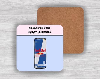 Personalisierte Red Bull Getränkeuntersetzer - Trendy Untersetzer, Untersetzer Geschenk, individuelles Geschenk, Energy Drink, Getränkeuntersetzer, MDF Holz Untersetzer