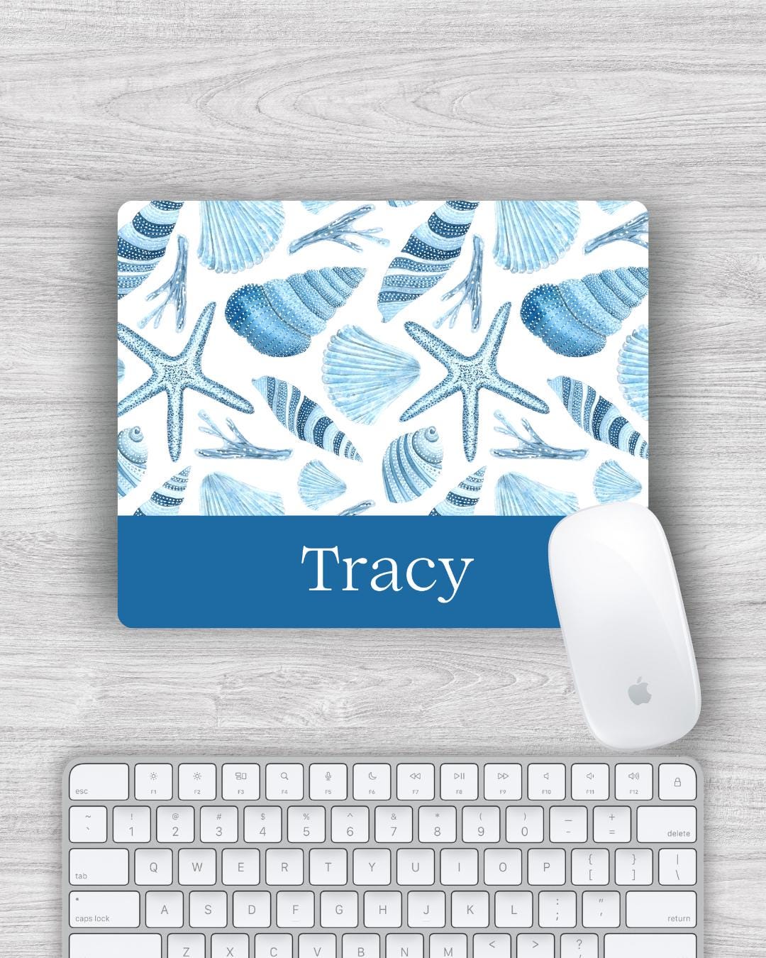 Personalised Name Sea Shells Mouse Mat - Polyester, Anti-slip Base ...