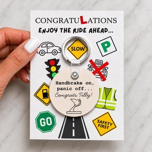 Personalised Funny New Driver Handbrake Reminder Keyring - Car Keyring, New Driver Gift, Driving Pass, 1st Car Keyring, Special Keepsake