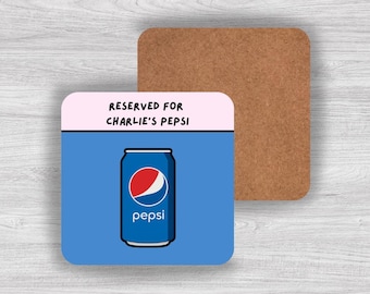 Personalised Pepsi Drink Coaster - Trendy Coaster, Coaster Gift, Custom Gift, Energy Drink, Pepsi Drink Coaster, MDF Wood Coaster