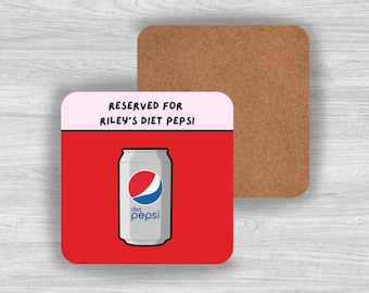 Personalised Diet Pepsi Drink Coaster - Trendy Coaster, Coaster Gift, Custom Gift, Diet Pepsi Drink Coaster, MDF Wood Coaster