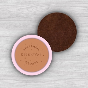 Digestive Biscuit Coaster - Trendy Coaster, Coaster Gift, Biscuit, Bicuit Lover, Drink Coaster, Coffee, Tea, MDF Wood Coaster 9.5cm x 9.5cm