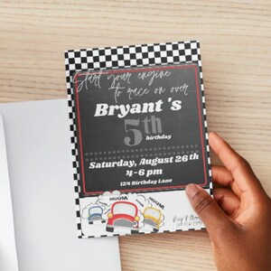 Racing Party Invitation - Start Your Engine, Editable Digital Download Invitation, Racing, Racecar, boy birthday, party invitation
