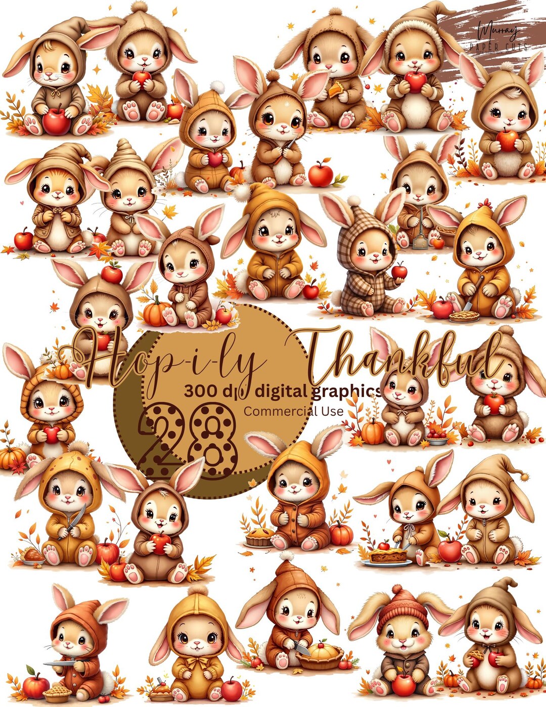 Hop-i-ly Thankful – Autumn Rabbit Clipart Bundle| Transparent Pngs ...