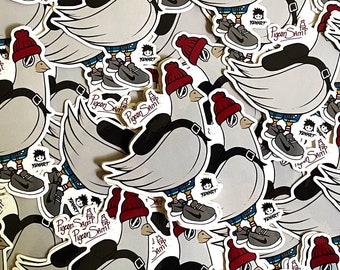 トレンディな鳩のステッカー - イラスト - ビーニー帽の鳩