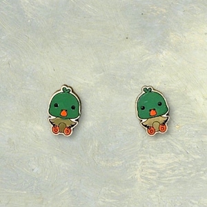 Adorable Baby Duck Stud Earrings, Hand Painted and Lightweight Jewelry, Cute Wooden Duck Lovers Gift, Duck Studs With Stainless Steel Posts