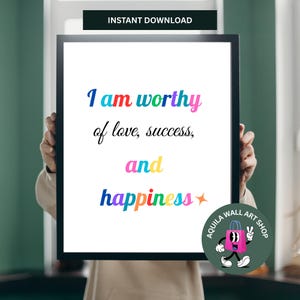 Positive Affirmations Printable – Motivational Affirmations Wall Art, Digital Download for Home Decor, Self-Love Quotes, Instant Download