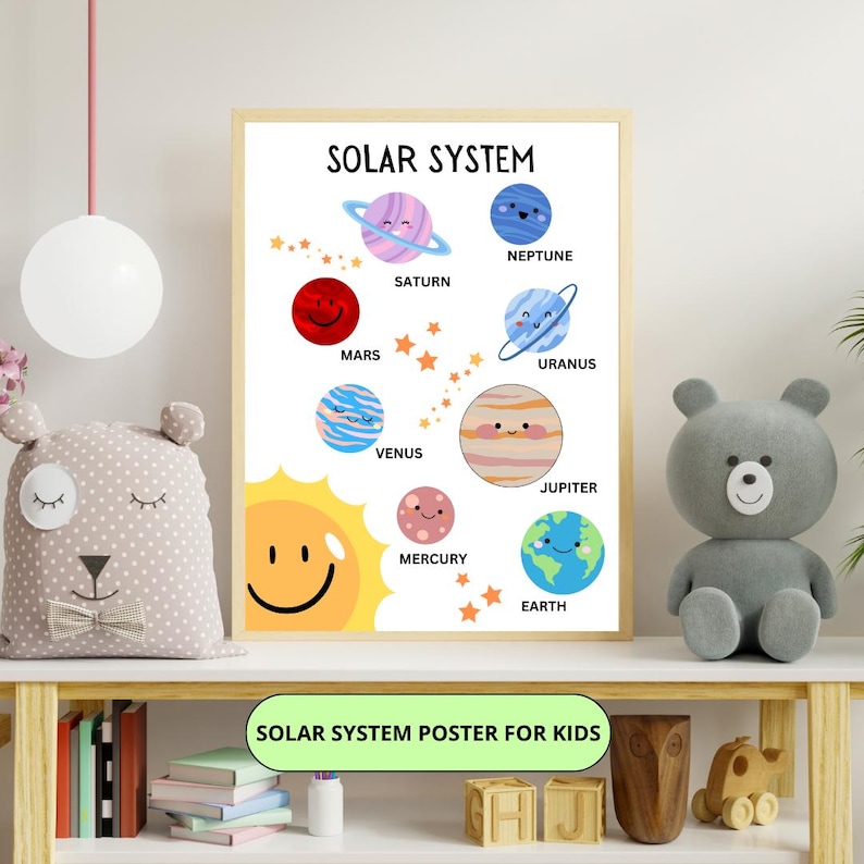 Solar System Poster for Kids – Printable Educational Space Wall Art ...