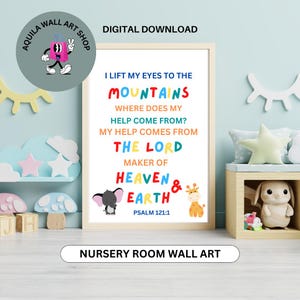 Bibelvers Wandkunst für Kinder - Druckbares christliches Kinderzimmerdekor, inspirierende Schriftkunst für Kinder, auf Glauben basierendes Raumdekor