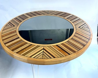 Handcrafted Epoxy Resin Dining Table - Unique Round Design With Glass, Ready to Ship! Free Shipping Included