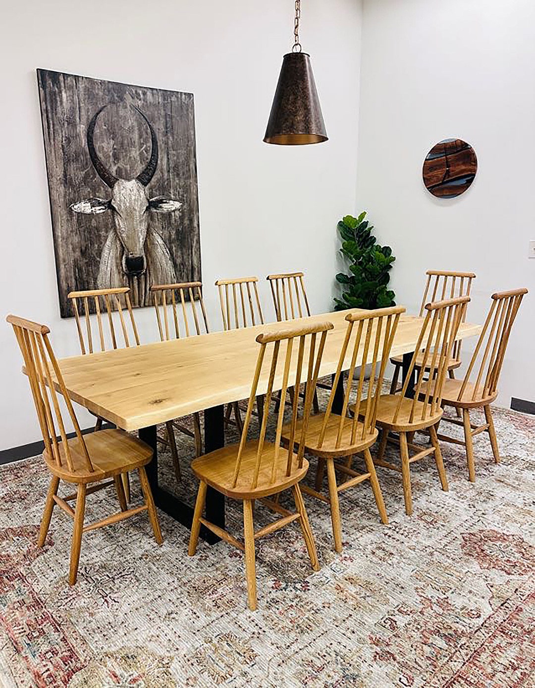 Dining Oak White Wood Table Large Etsy