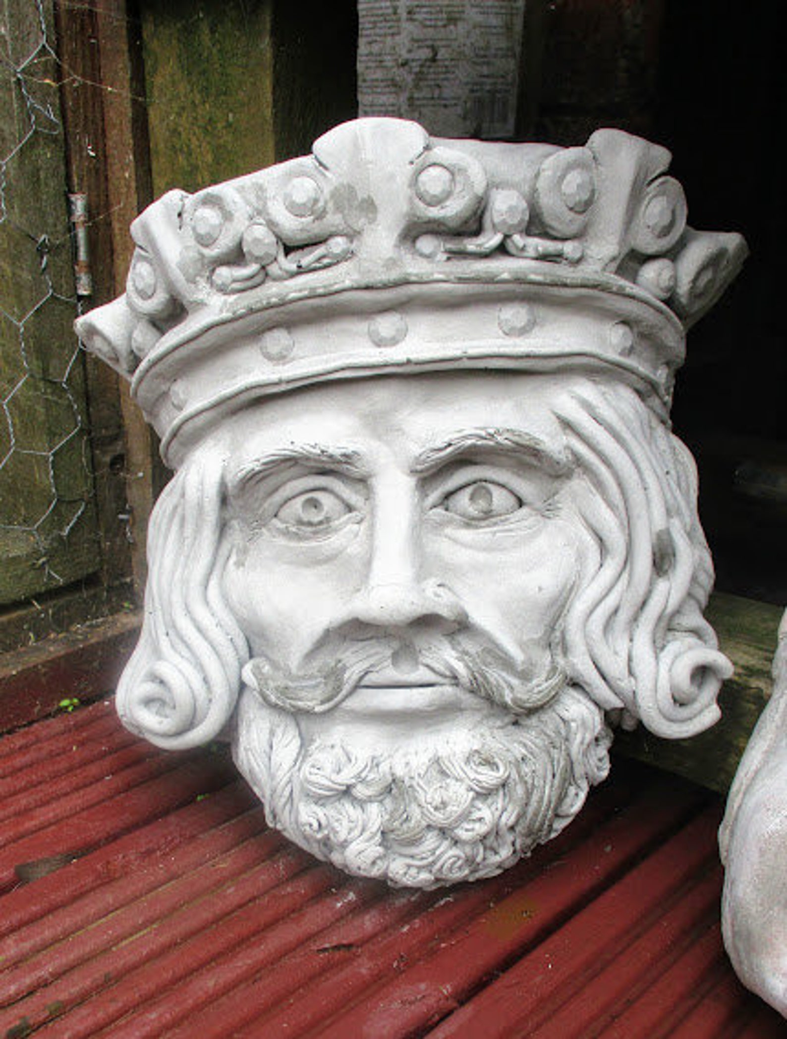 Medieval Kings Head Large Solid Stone Garden Wall Plaque Etsy UK