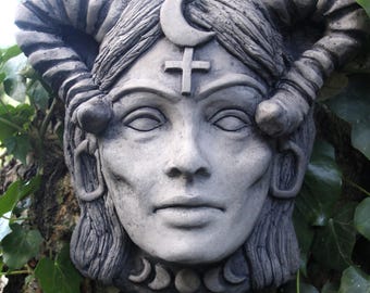 Lilith Lilit, Lilitu, or Lilis Cement Garden Wall Hanging Goddess Judaic Mythology Pagan Deity Gargoyle Statue  Hecate Sculpture She-Demon