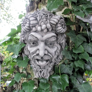 Satyr Greek God Pan.  Garden Wall  Decor Hanging.  Ornament Decoration Gargoyle Mythology Sculpture Plaque Faun Wine Classical Figure Piper