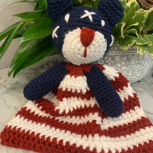 Crochet USA  Bear, Baby Snuggle bear, stuffed bear, snuggle bear, baby toy, baby toy bear, unisex baby gift, snuggly, security blanket
