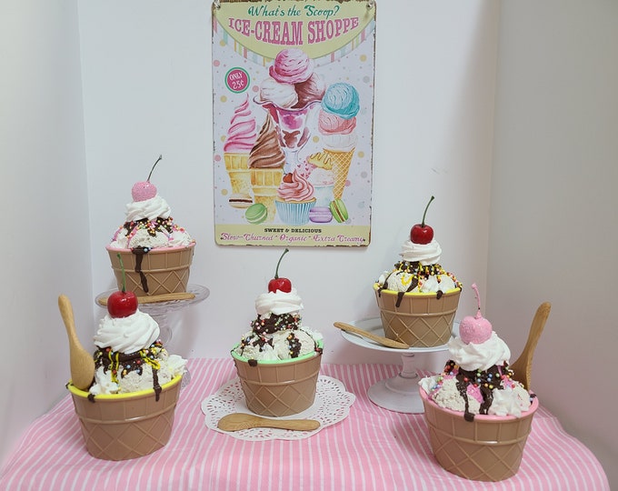 Fake Ice Cream Sundae Fake Hot Fudge Sundea,ice Cream Decor, Sweet ...
