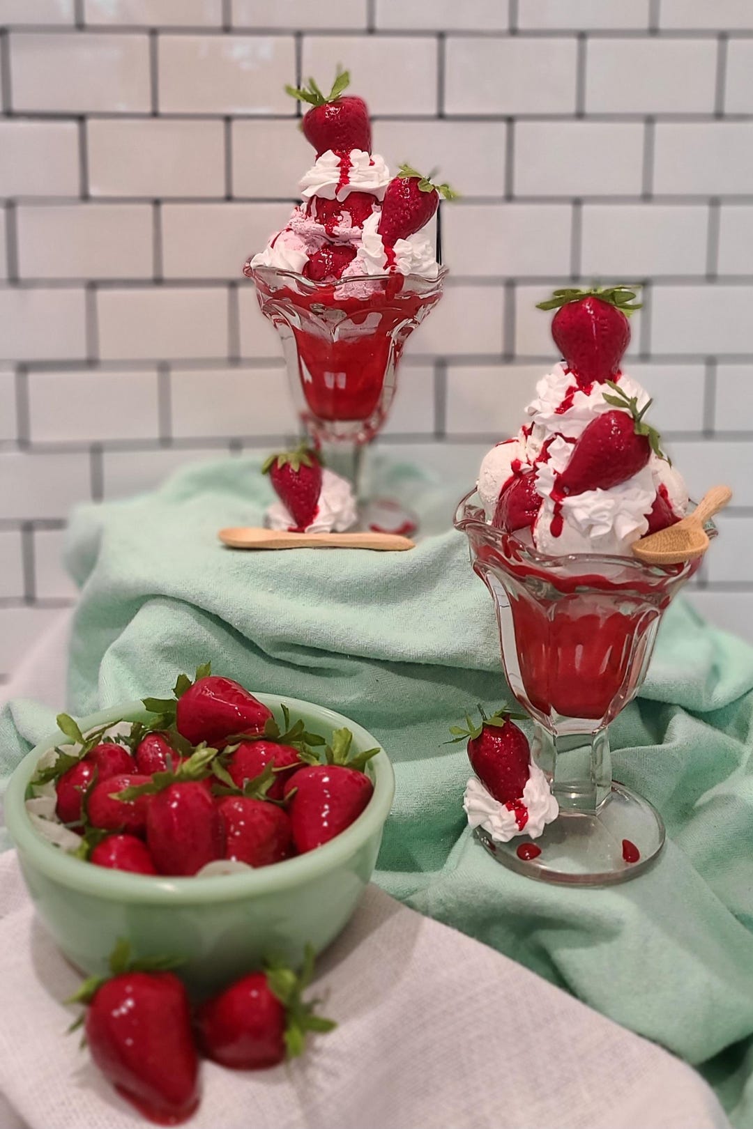 Fake Strawberry Sundae | Candied Strawberries | Fake Strawberry Glaze ...