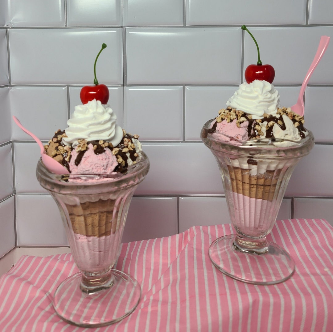Fake Hot Fudge Sundae Neapolitan Sundae Ice Cream Bar Décor Summer ...