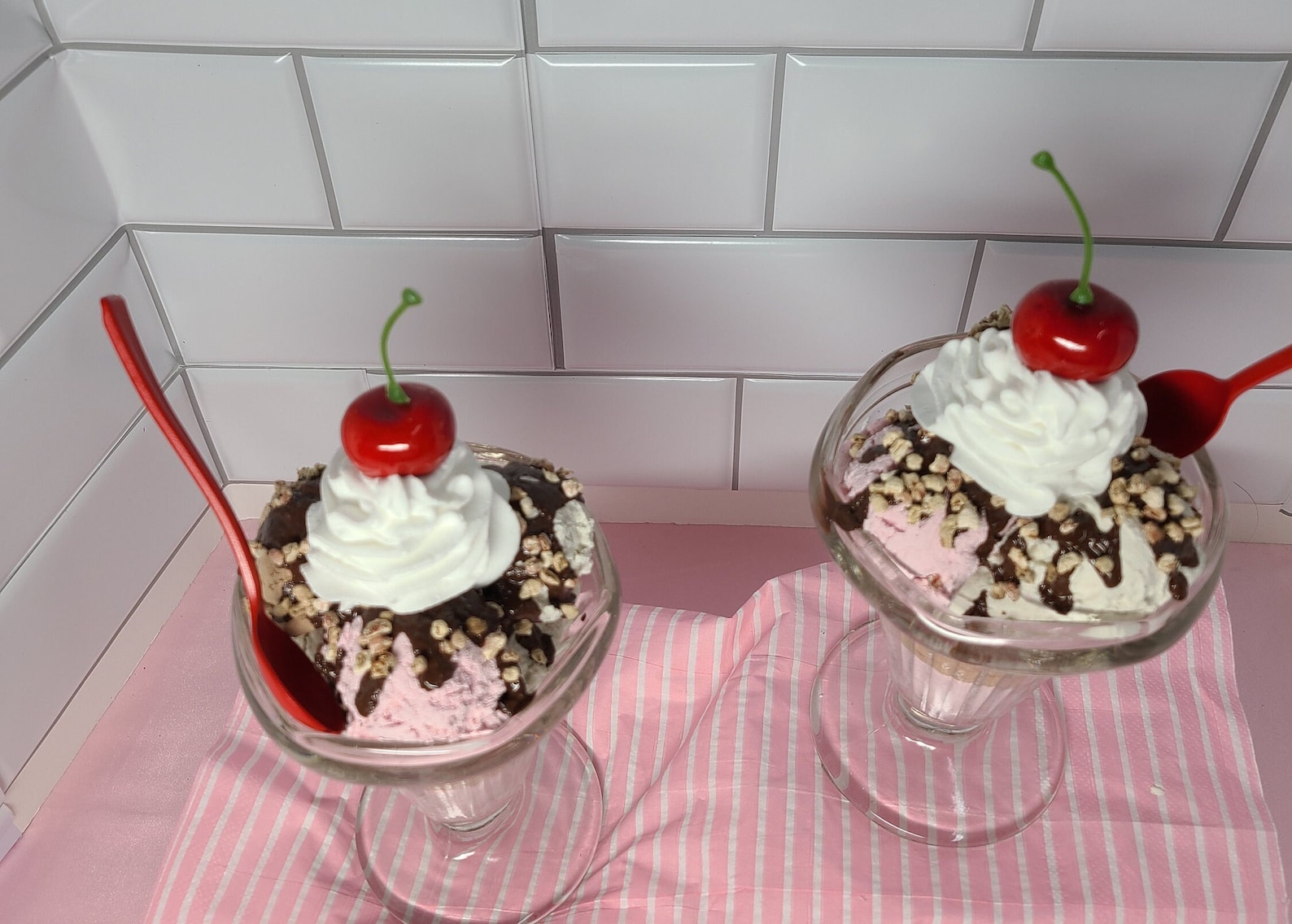 Fake Hot Fudge Sundae Neapolitan Sundae Ice Cream Bar Décor Summer ...