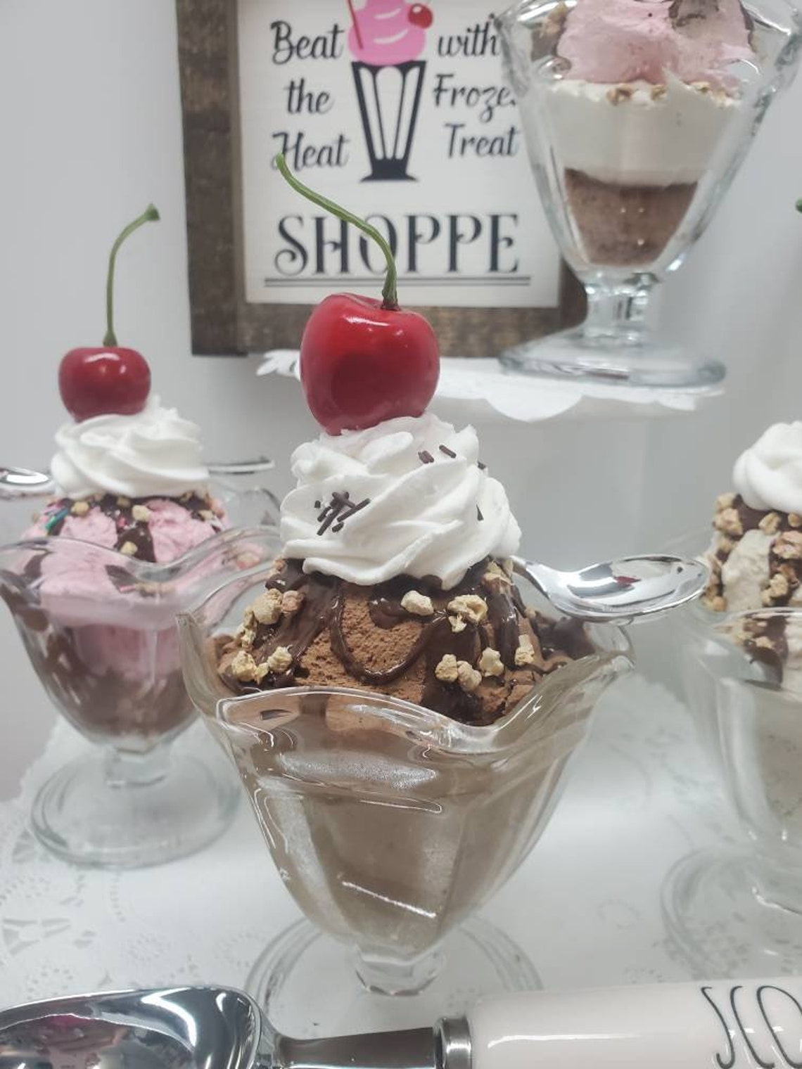 Fake Ice Cream Sundae Fake Hot Fudge Sundeaice Cream Decor - Etsy