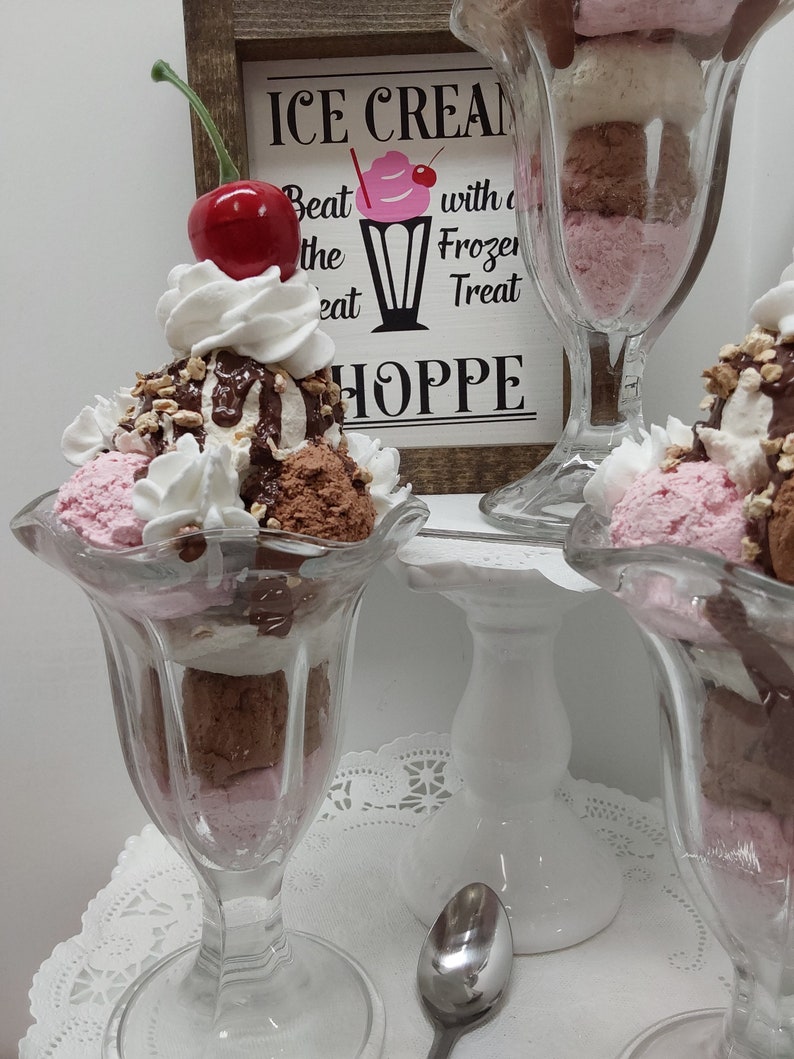 Fake Hot Fudge Sundae Neapolitan Sundae Ice Cream Bar Décor Summer ...