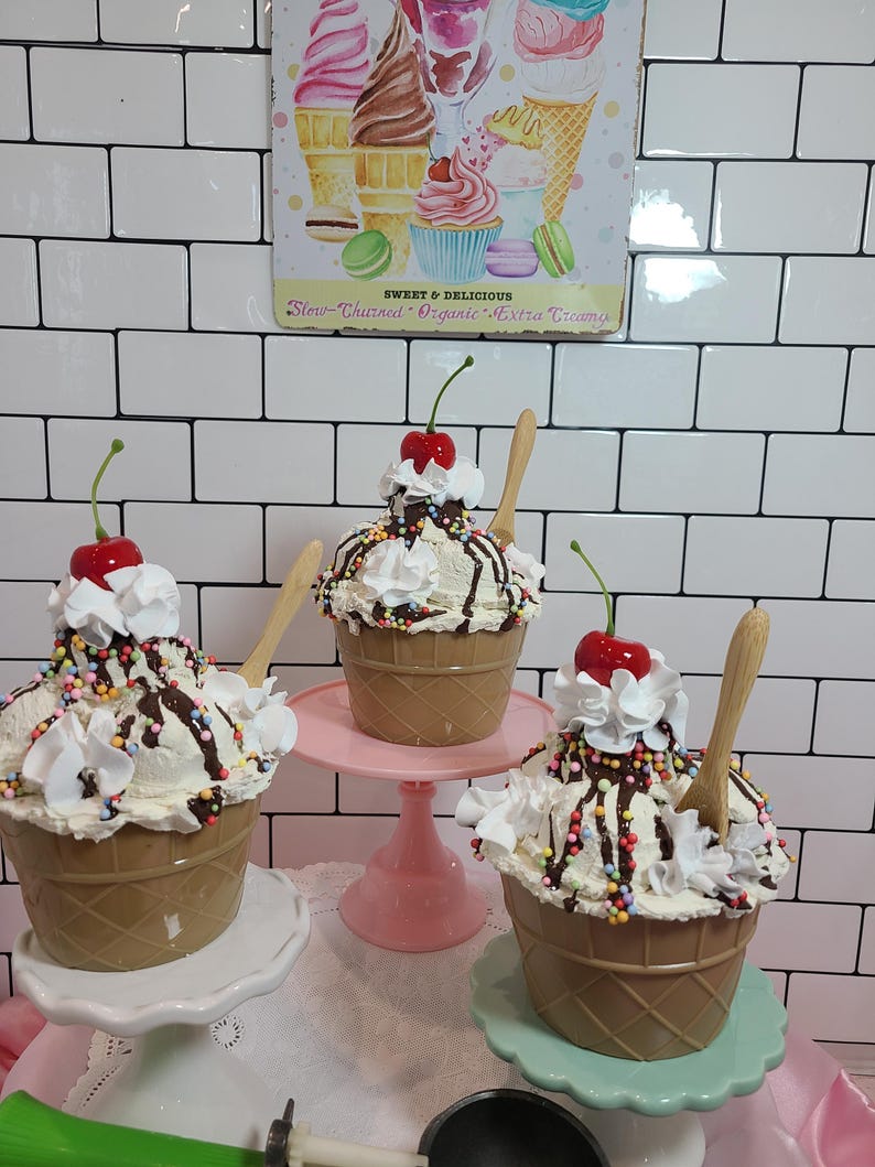 Fake Waffle Bowl Ice Cream Sundae, Summer Ice Cream Décor| Fake Food ...