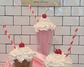 Fake Vintage Milkshake \ Car hop Milkshake \Fake Malt \ Retro diner \ old fashioned ice cream shop\ sock hop décor\ food photo prop