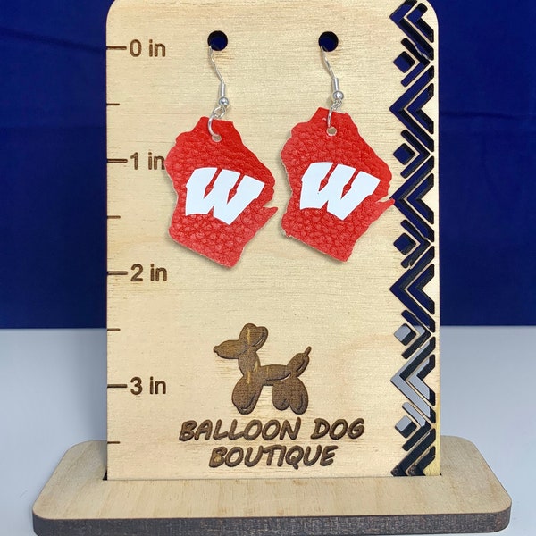 Wisconsin State Faux Leather Dangle Earrings